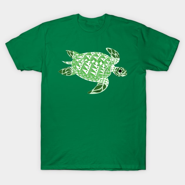 jade mexican caribbean carey turtle tortoise in ecopop floral wallpaper T-Shirt by jorge_lebeau